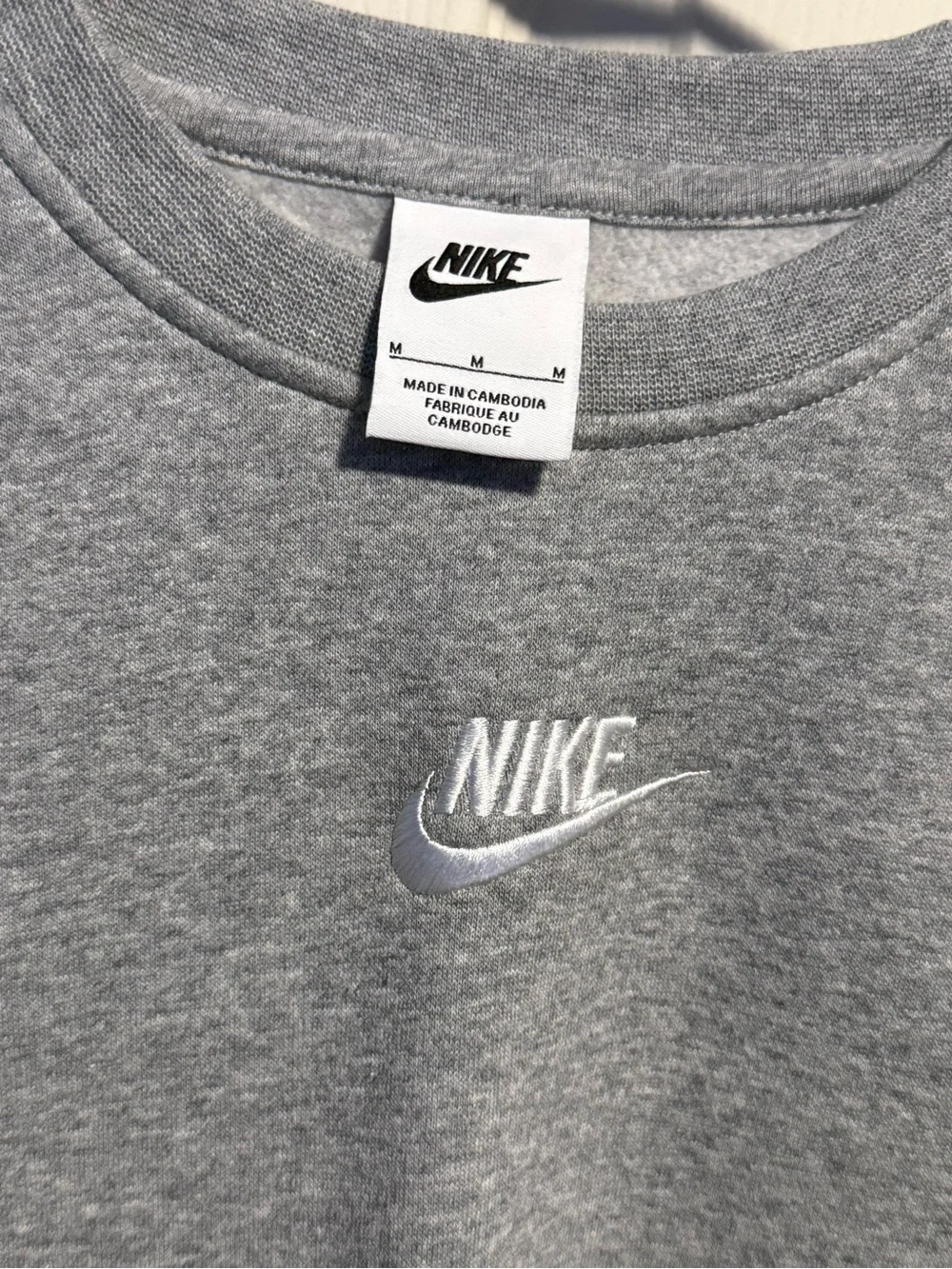 Nike Grey Crewneck Sweatshirt with White Swoosh Logo